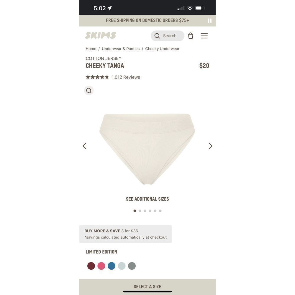 SKIMS cotton jersey cheeky tanga